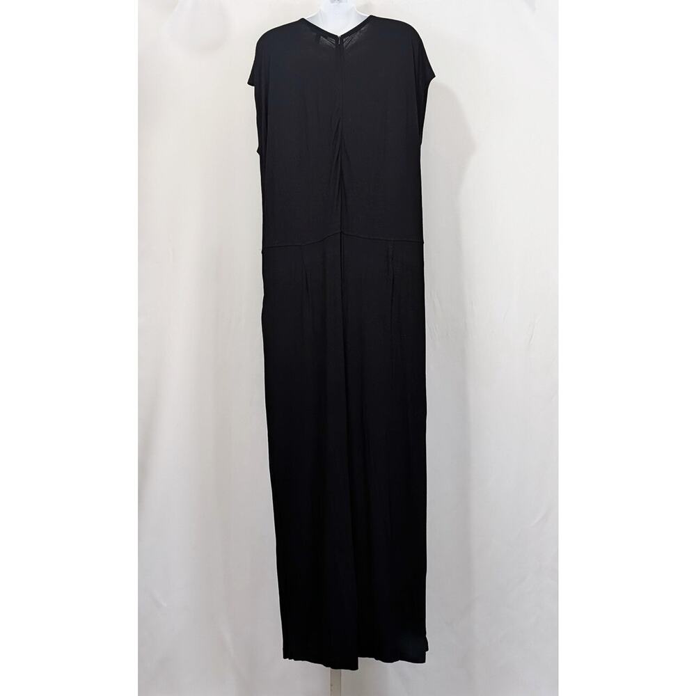 Eileen Fisher Black Jersey Knit Jumpsuit Wide Leg Women's Size XL - Picture 3 of 5